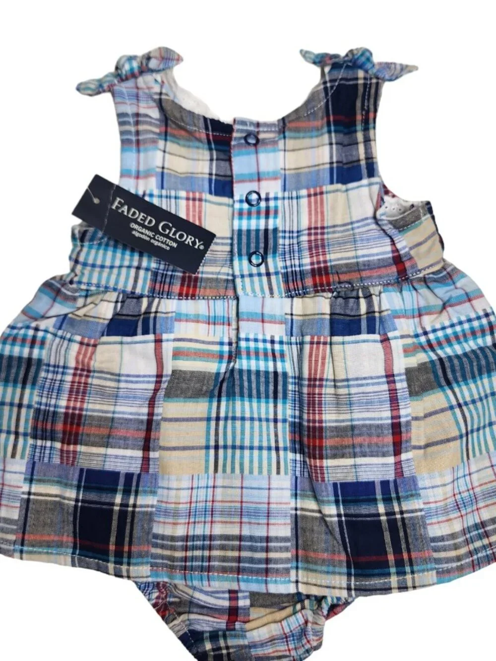 Infant Girls Sz 0-3 Months Faded Glory Blue Patchwork Bubble Shirt & Bloomer
